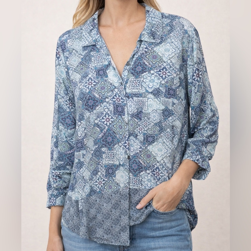 J.Jill Long Sleeve Pattern Blouse Shirt